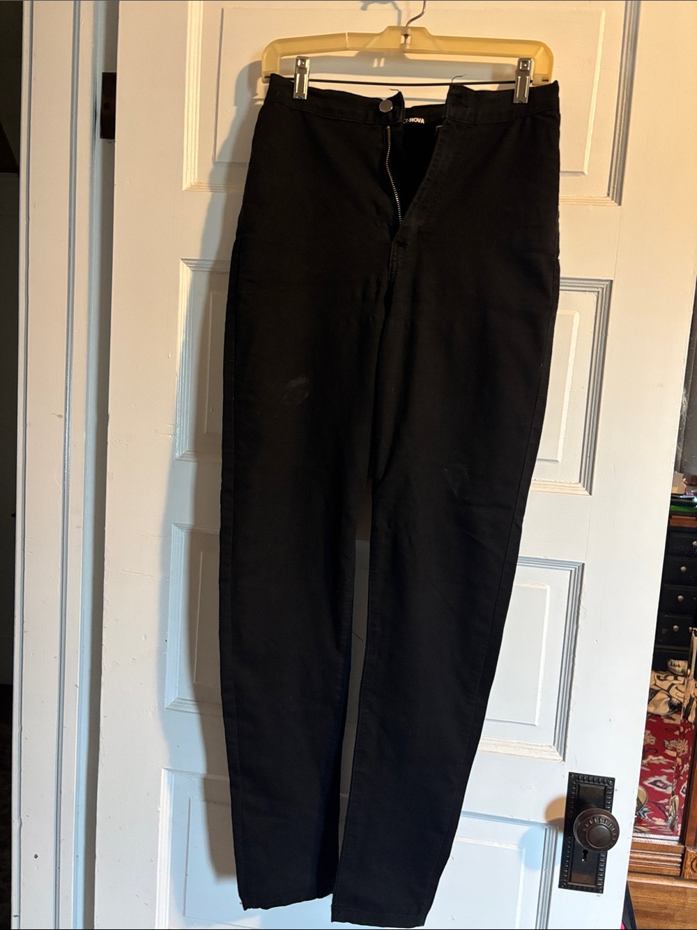 Fashion Nova Black High-Rise Straight-Leg Chinos